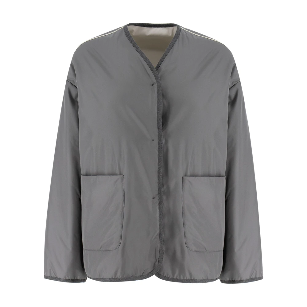 Le Tricot Perugia Omkeerbare jas met juweel detail Gray Dames