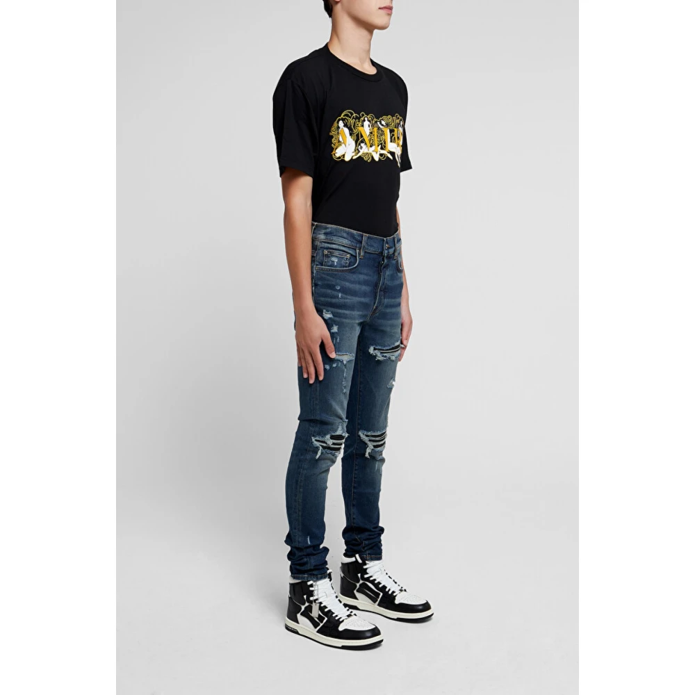 Amiri Slim Leather Lined Jeans Blue Heren