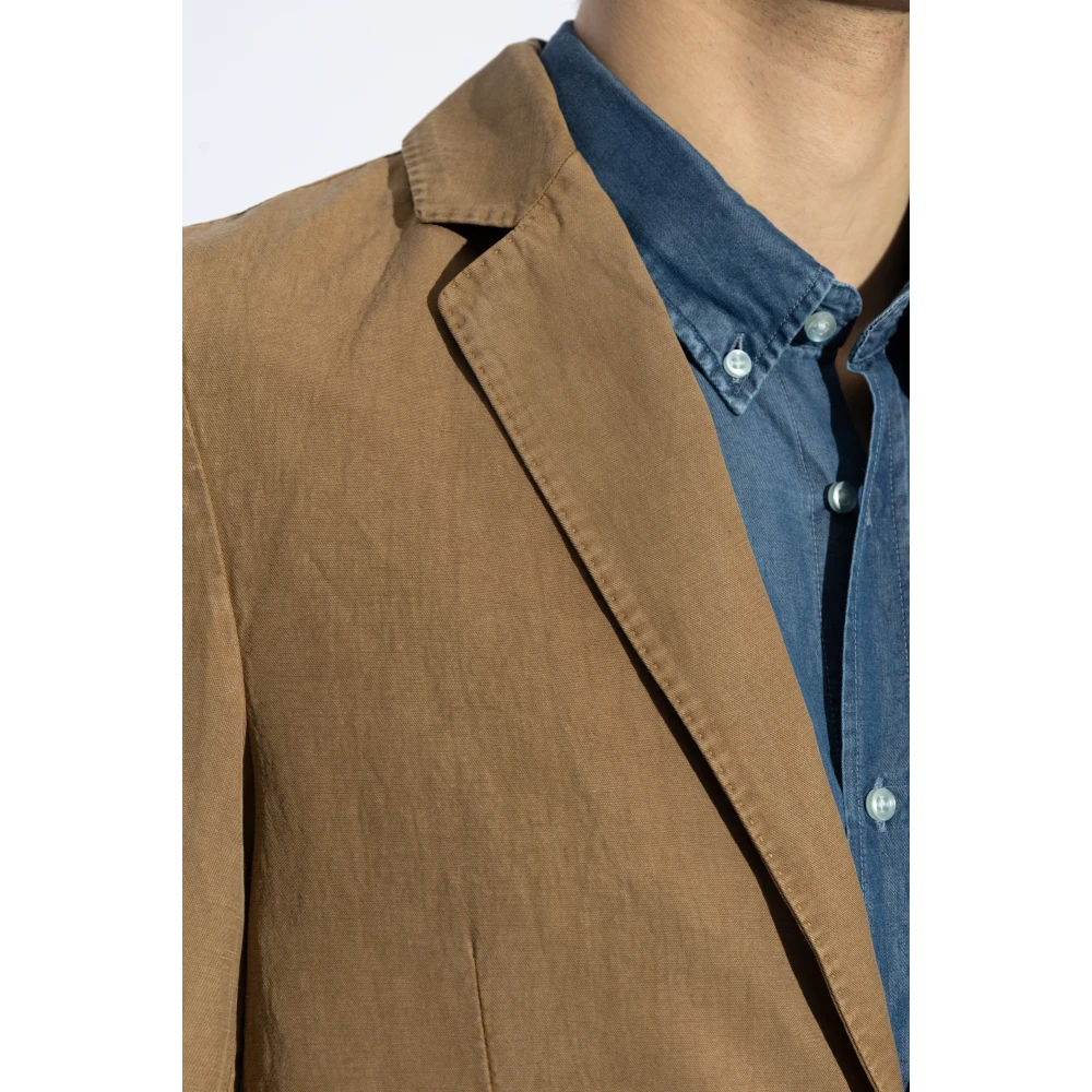 Officine Générale Blazer met linnen afwerking Brown Heren