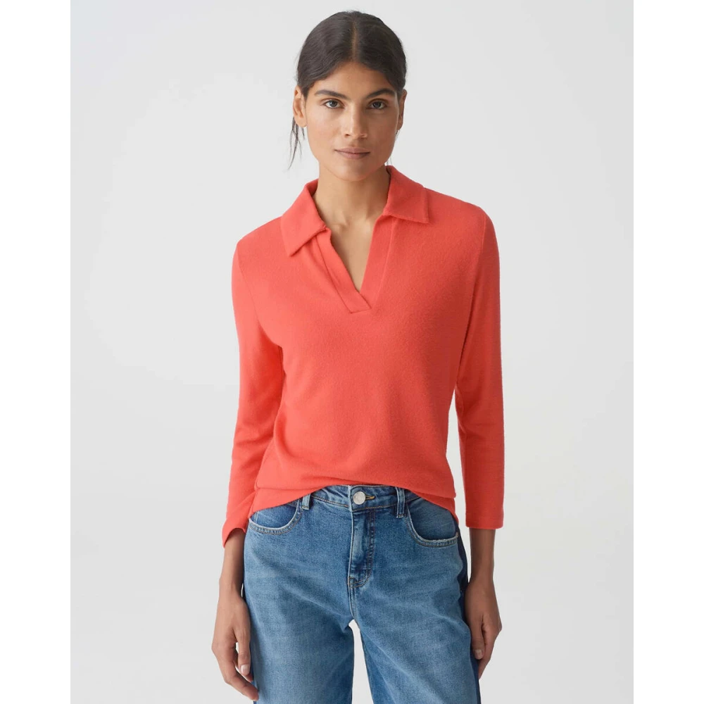 Opus Korte Mouw Top Slokina Red Dames