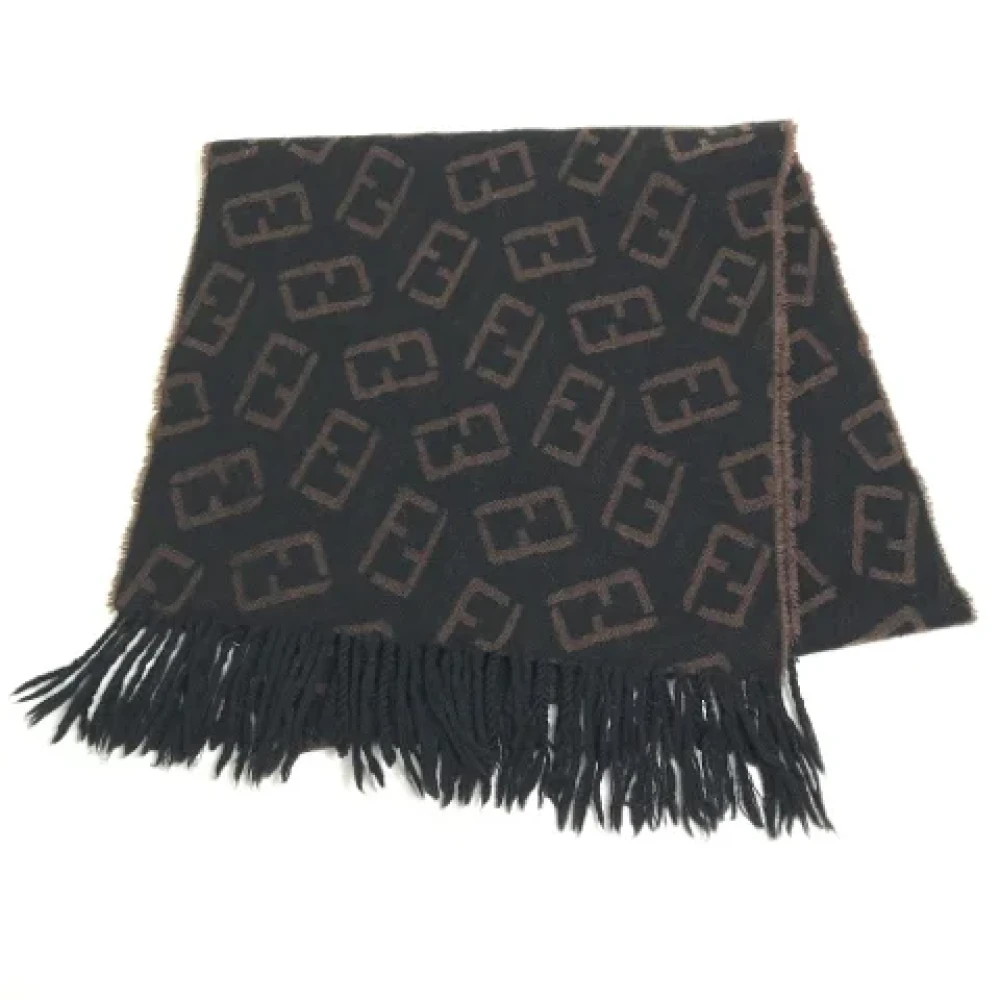 Fendi Vintage Pre-owned Wool scarves Black Unisex