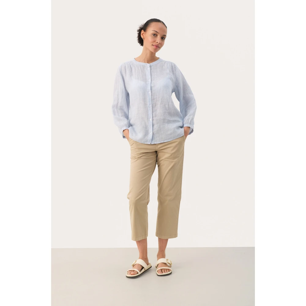 Part Two Gestreept Windsurfer Linnen Shirt Blue Dames