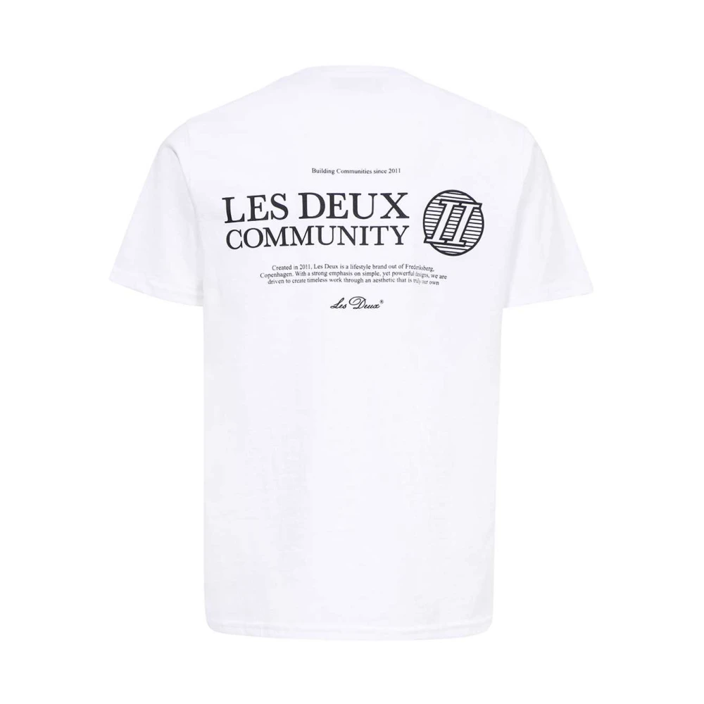 Les Deux Geribbelde Crew-neck T-shirt met Print White Heren