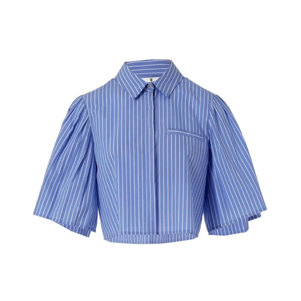 Fracomina Cropped Gestreept Overhemd Fr24St6009W400N8 Blue Dames