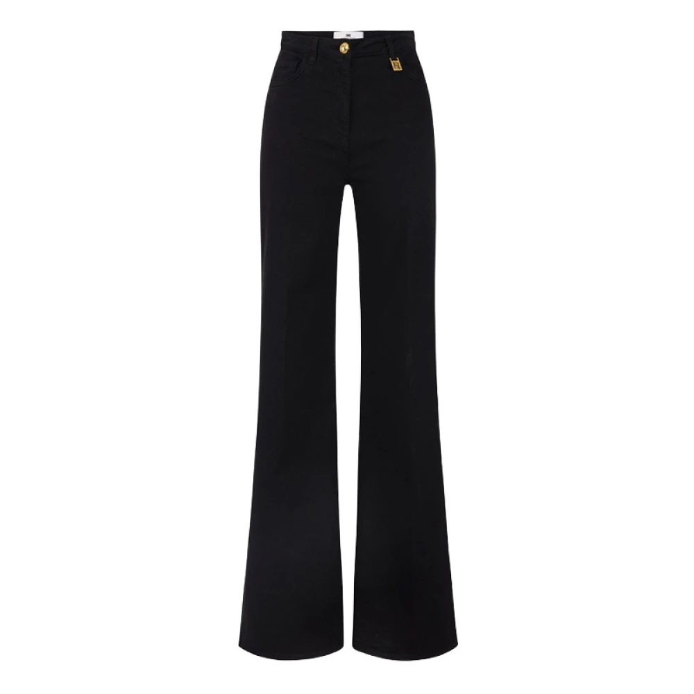 Elisabetta Franchi Black Pantalone Mod. Jeans - Female - Wide Trousers - W27 - Trousers