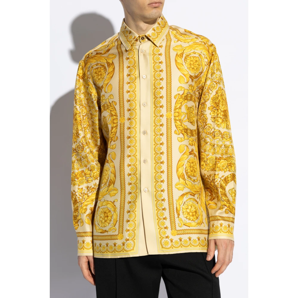 Versace Zijden Overhemd Yellow Heren