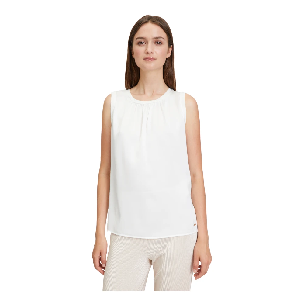 Betty & Co Chic Mouwloze Blouse met Webdetail White Dames