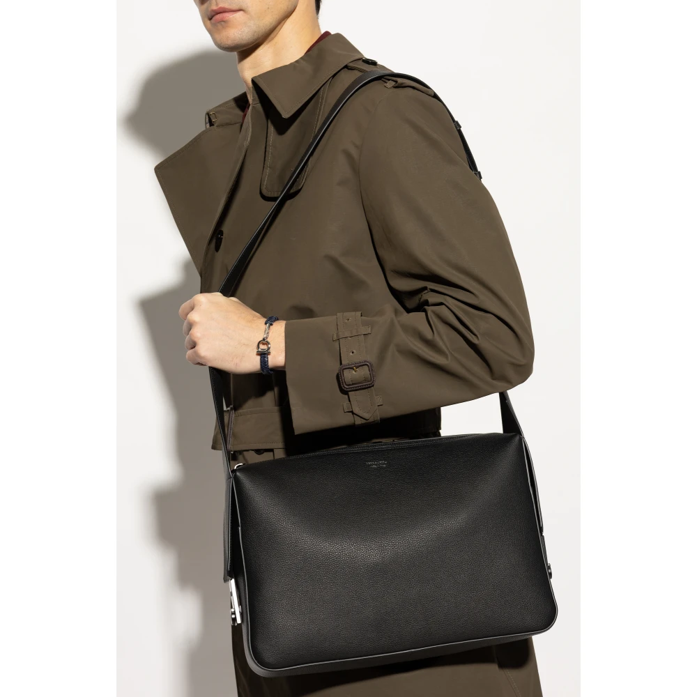 Salvatore Ferragamo Leren schoudertas Black Heren