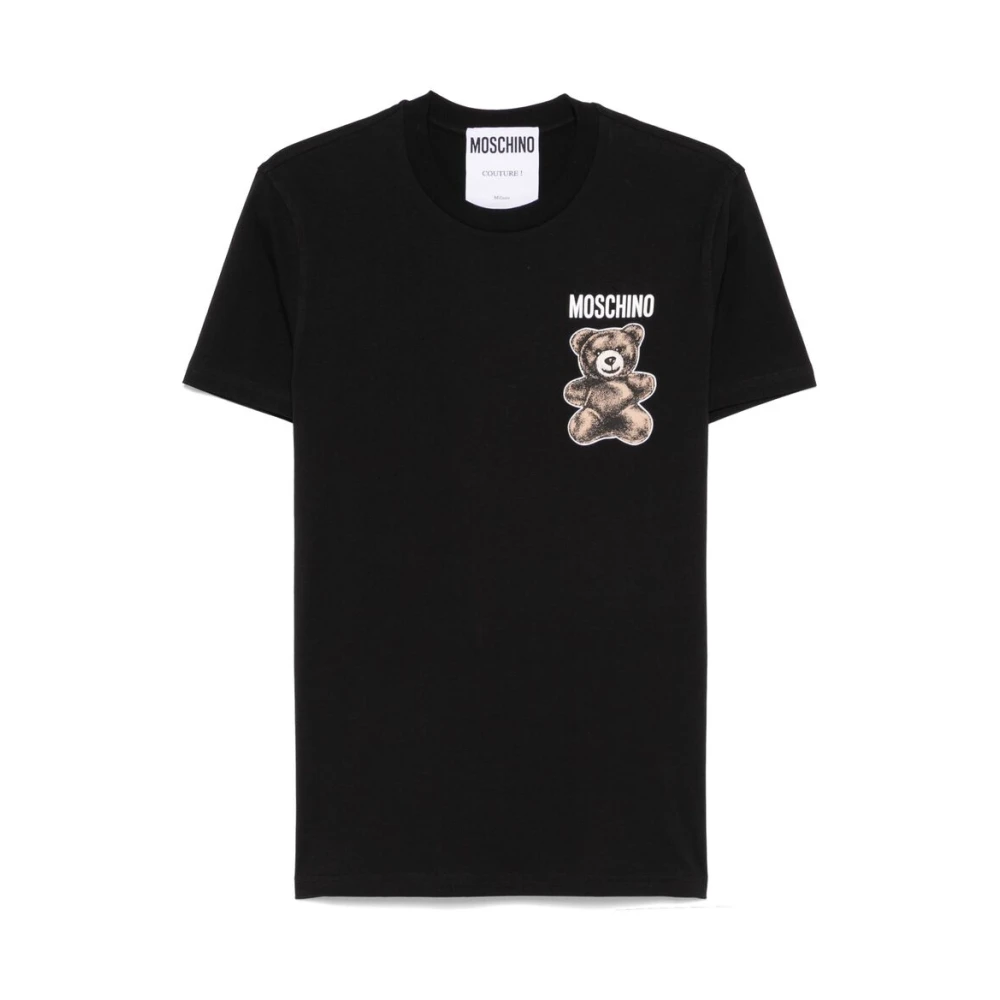 Moschino Zwart Logo Print Crew Neck T-shirt Black Heren