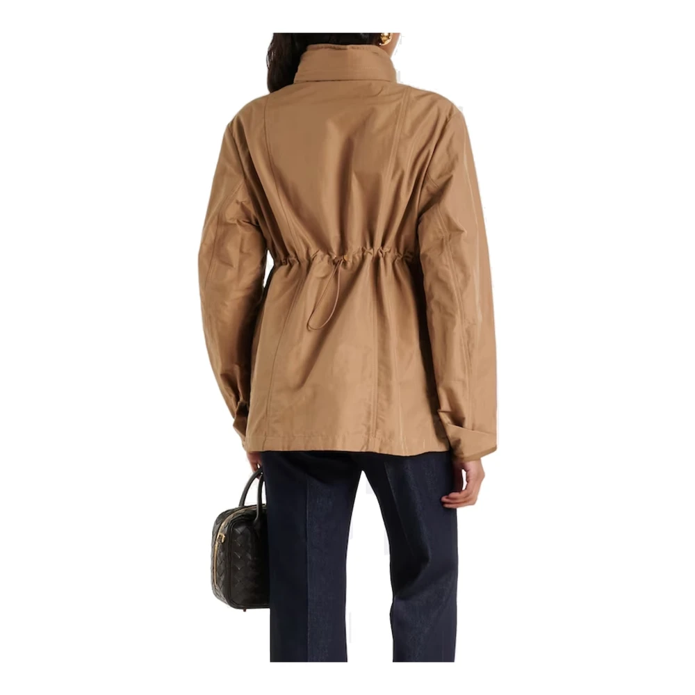 Moncler Snap Button Blend Jas met Zakken Brown Dames