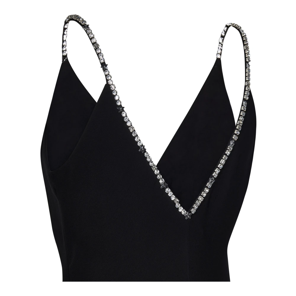 Max Mara Zwart V-hals Strass Trim Jurk Black Dames