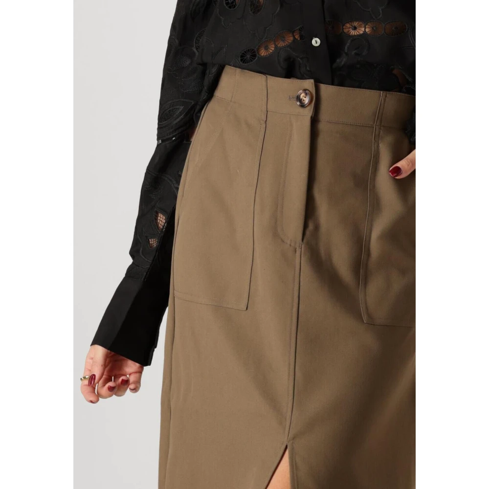 Y.A.S Bruine Enkelskirt Maxi Stijl Brown Dames