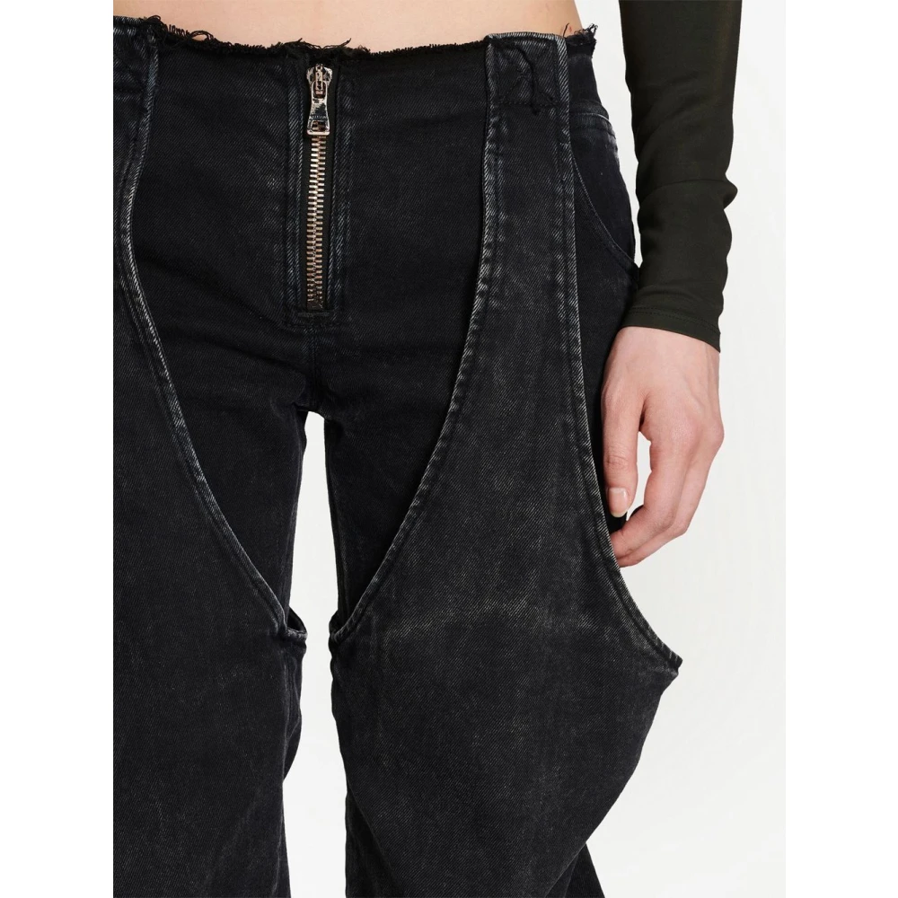Balmain Gewen katoenen laagbouw jeans Black Dames