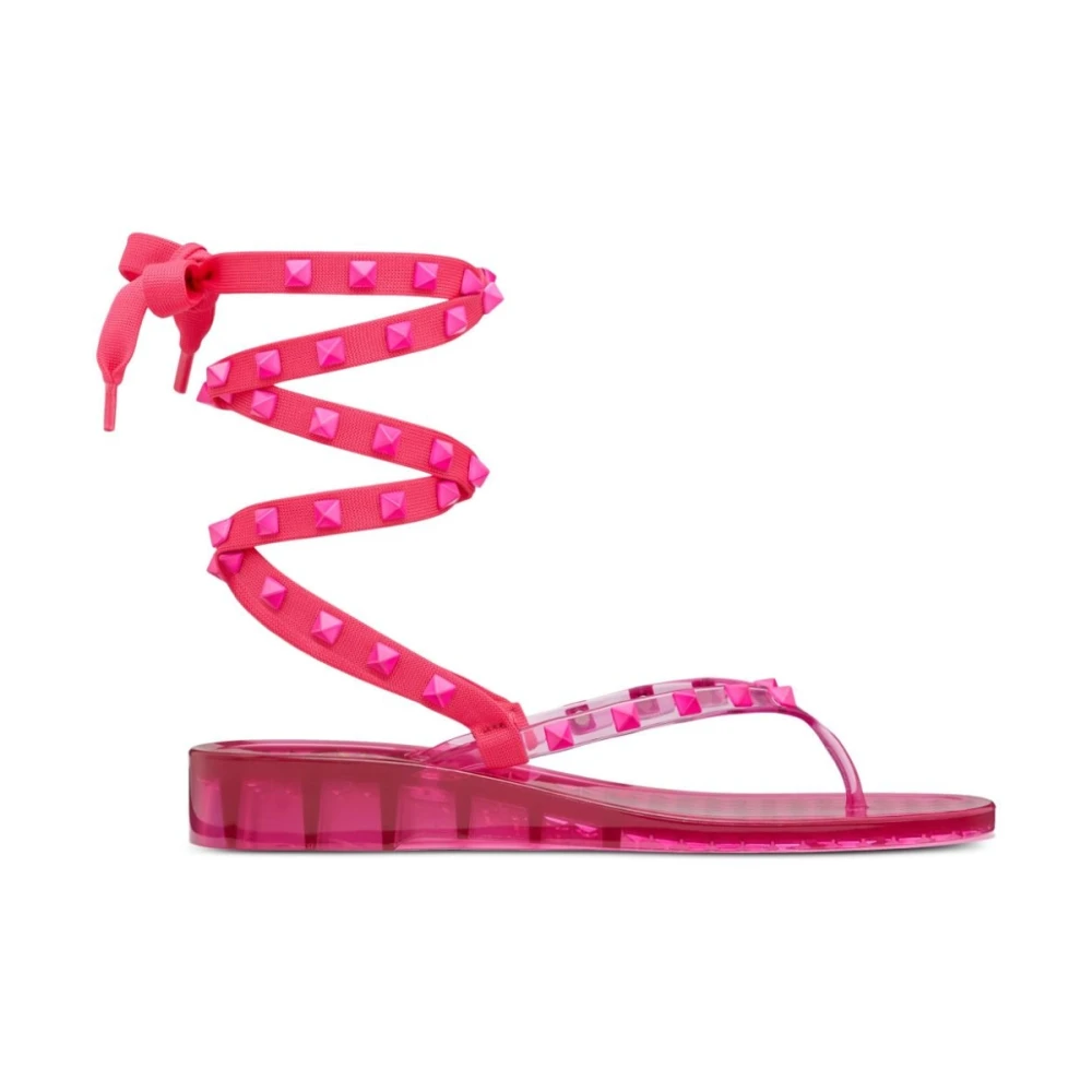Valentino Garavani Fuchsia Rockstud Ankelband Sandaler Pink, Dam