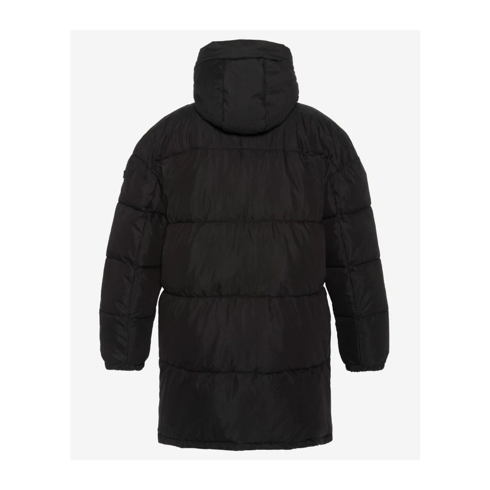 Schott NYC Lange gewatteerde jas met capuchon Zwart Black Heren