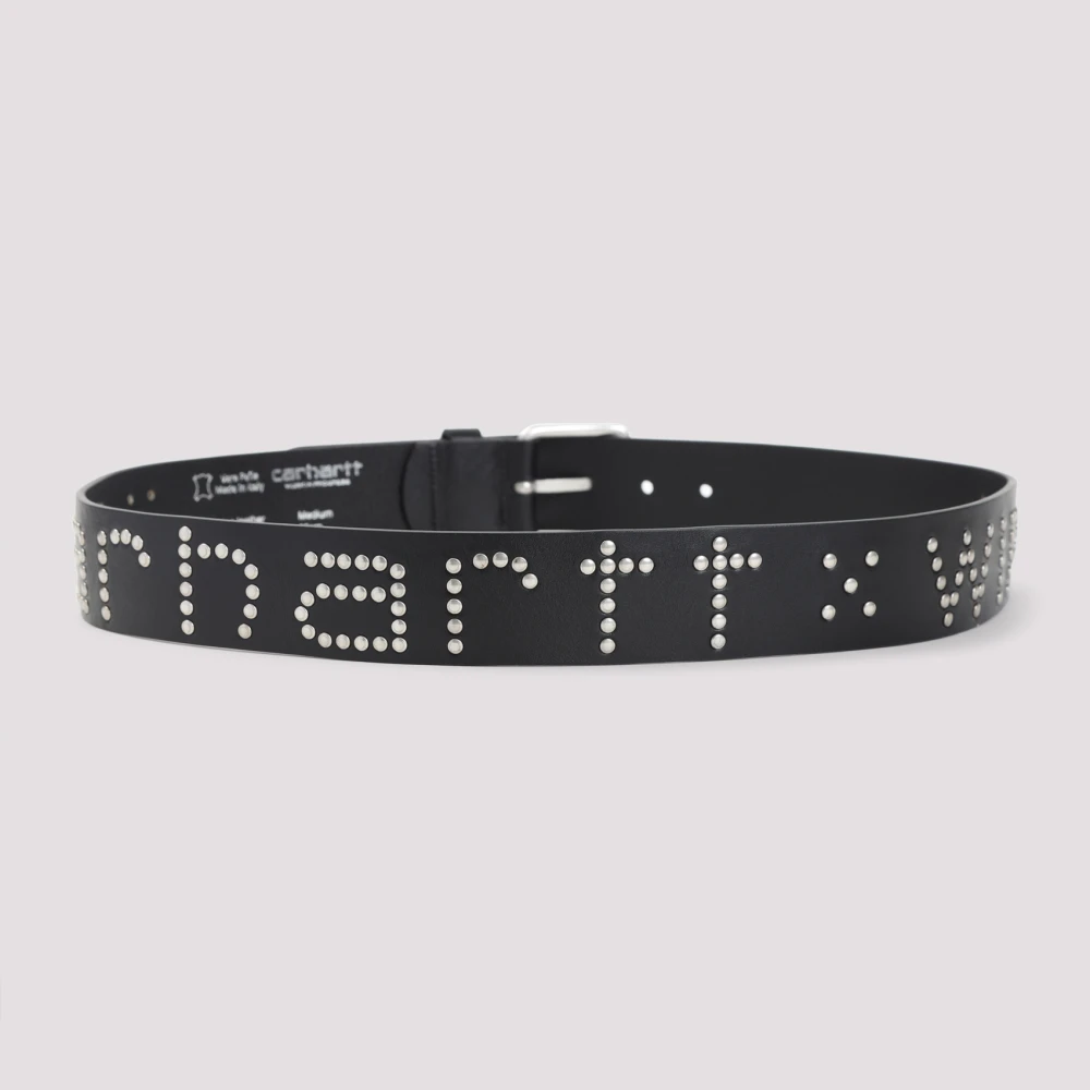 Carhartt WIP Zwart Zilver Script Studs Riem Black Heren