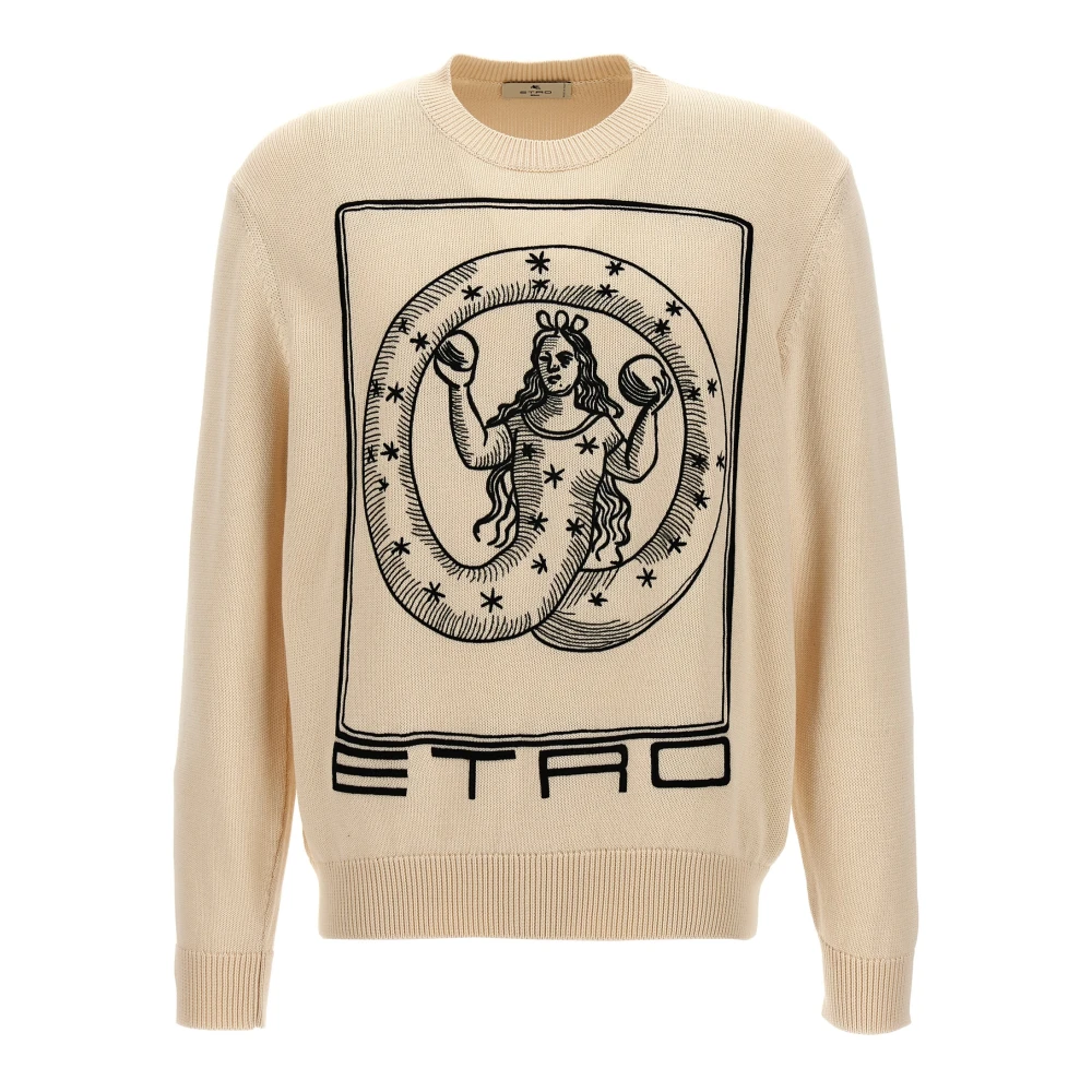 Etro Men's Beige Logo Embroidery Sweater