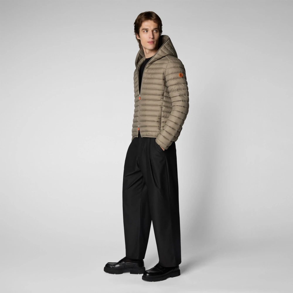 Save The Duck Hooded Puffer Jacket Beige Heren