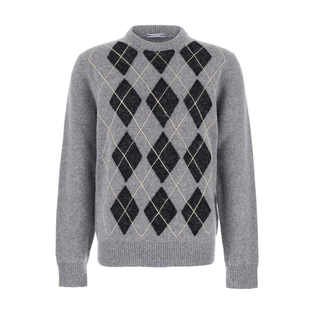 Jacob Cohën Grijze Argyle Wollen Mix Sweater Gray Heren