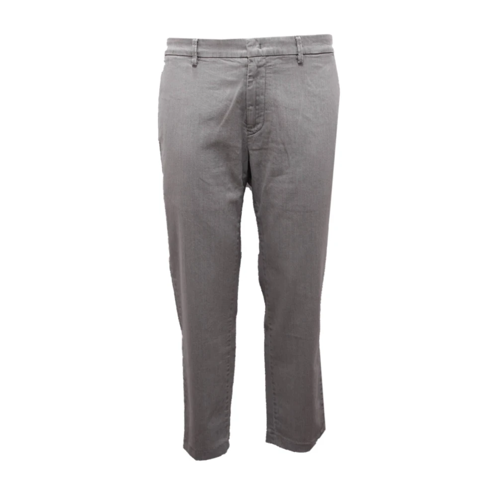 Paolo Pecora Men's Gray Chinos, Xl, Denim Grey Trouser Made In Italy