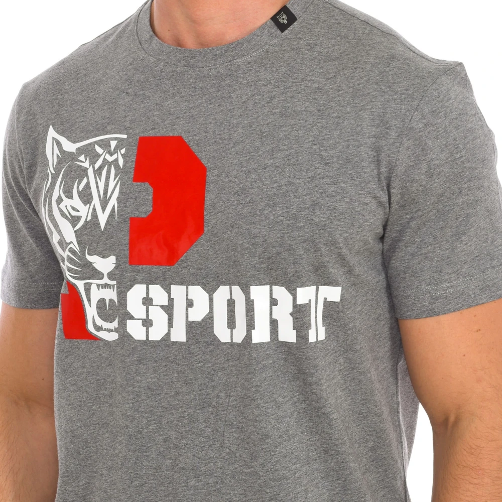 Plein Sport Korte Mouw T-shirt met Merkprint Gray Heren