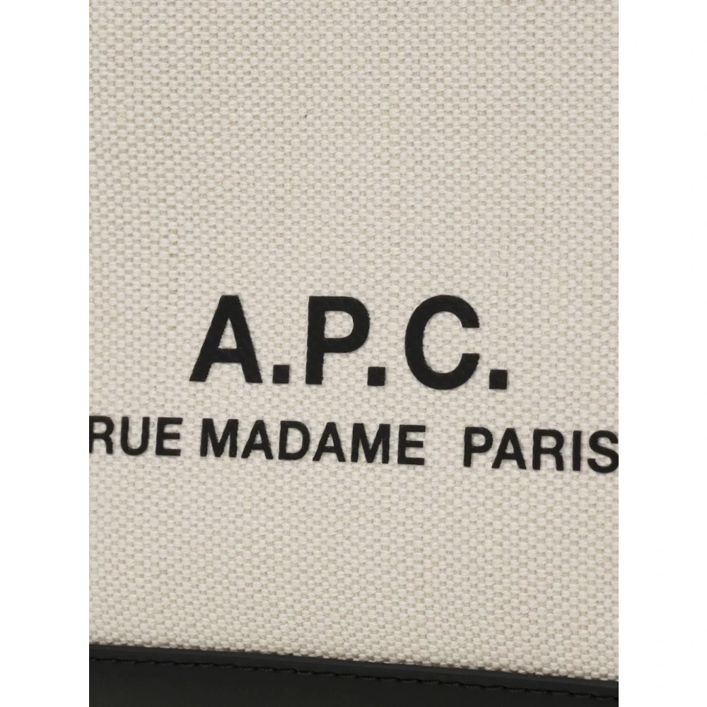 A.p.c. Canvas Kalfsleer Logo Print Tas White Dames