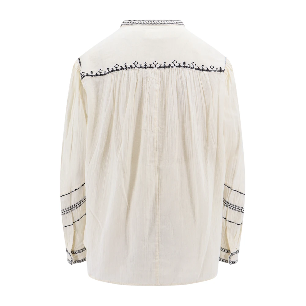 Isabel Marant Étoile Biologisch Katoenen Shirt met Contrasterende Borduursels White Dames