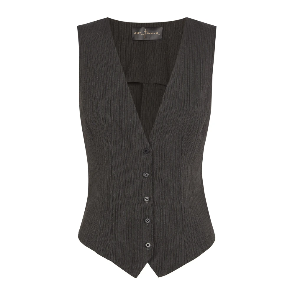 Cortana Gray Sleeveless Tops, Female, 2XS, Trapani, Striped Jacquard Vest