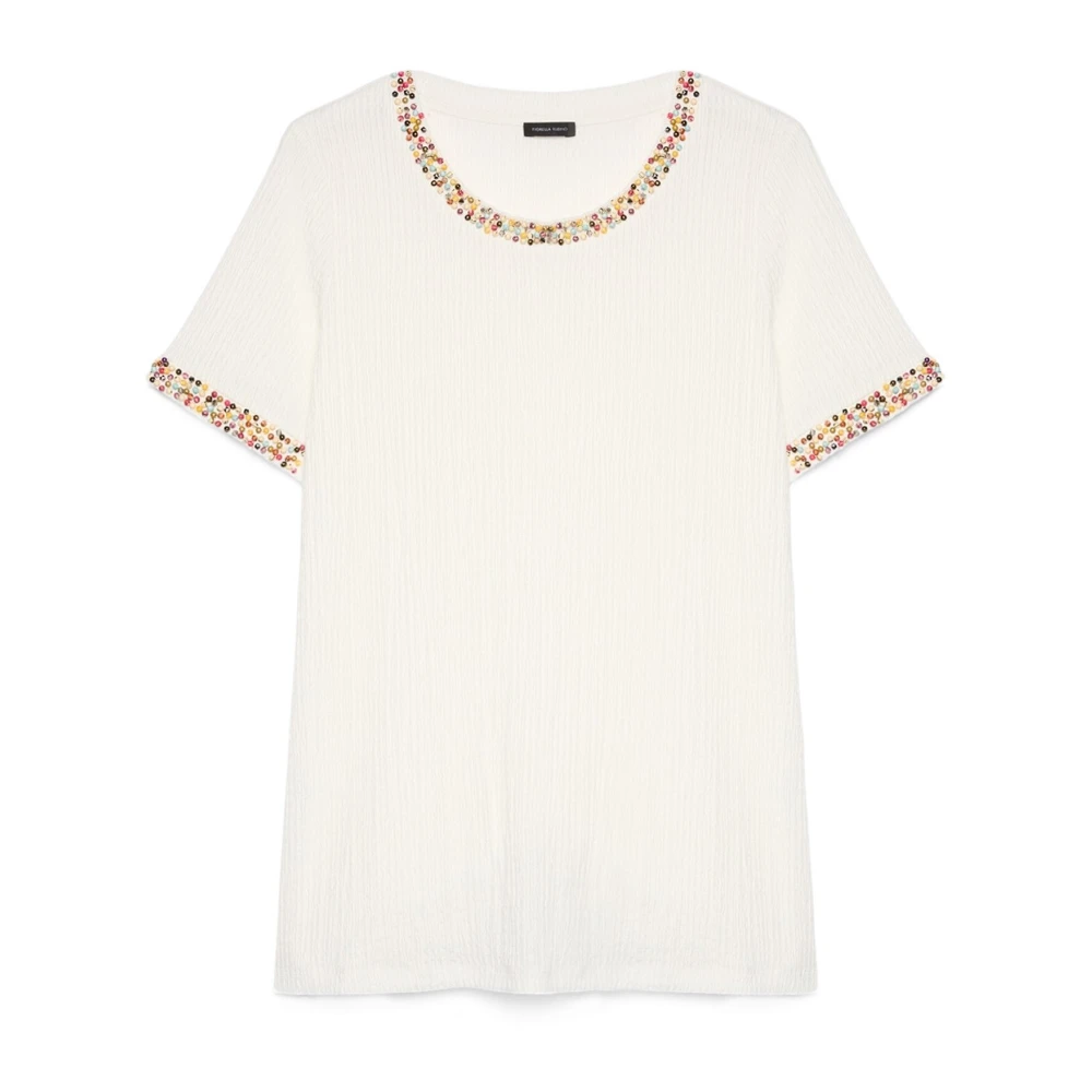 Fiorella Rubino Femme Blanc - T-Shirt En Jersey Avec Perles - Blouses Et Chemises - Taille: 44 Fr