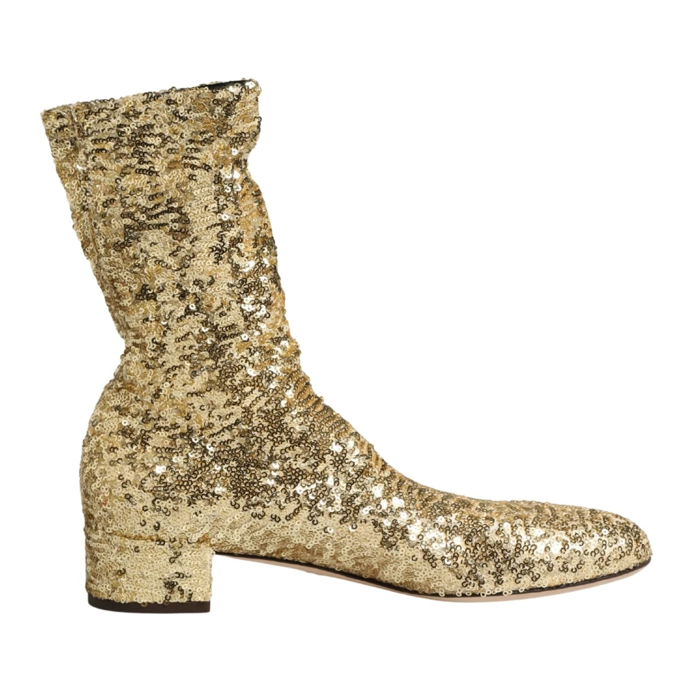Dolce & Gabbana Women's Yellow Heeled Boots, 7 Uk, Mid-Calf Short Boots