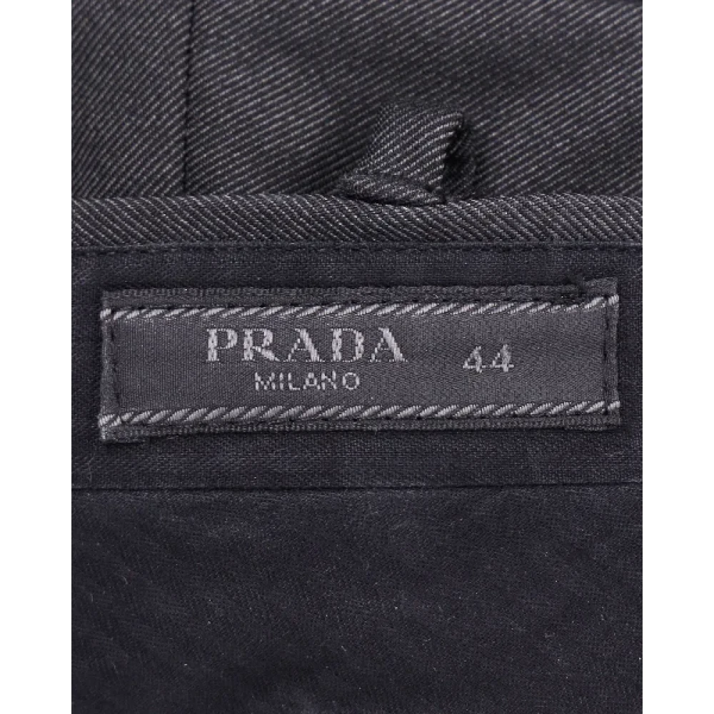 Prada Vintage Pre-owned Polyester bottoms Gray Heren