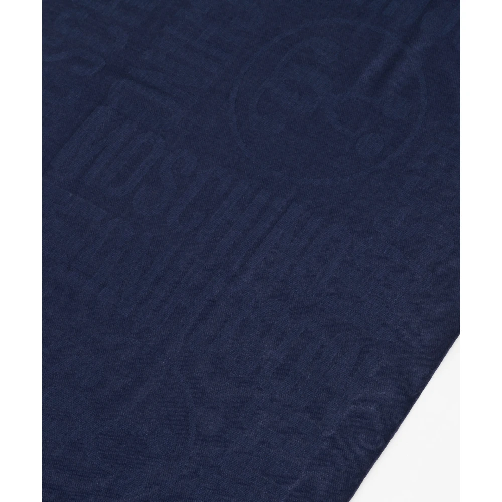 Moschino Wollen sjaal met logo detail Blue Dames