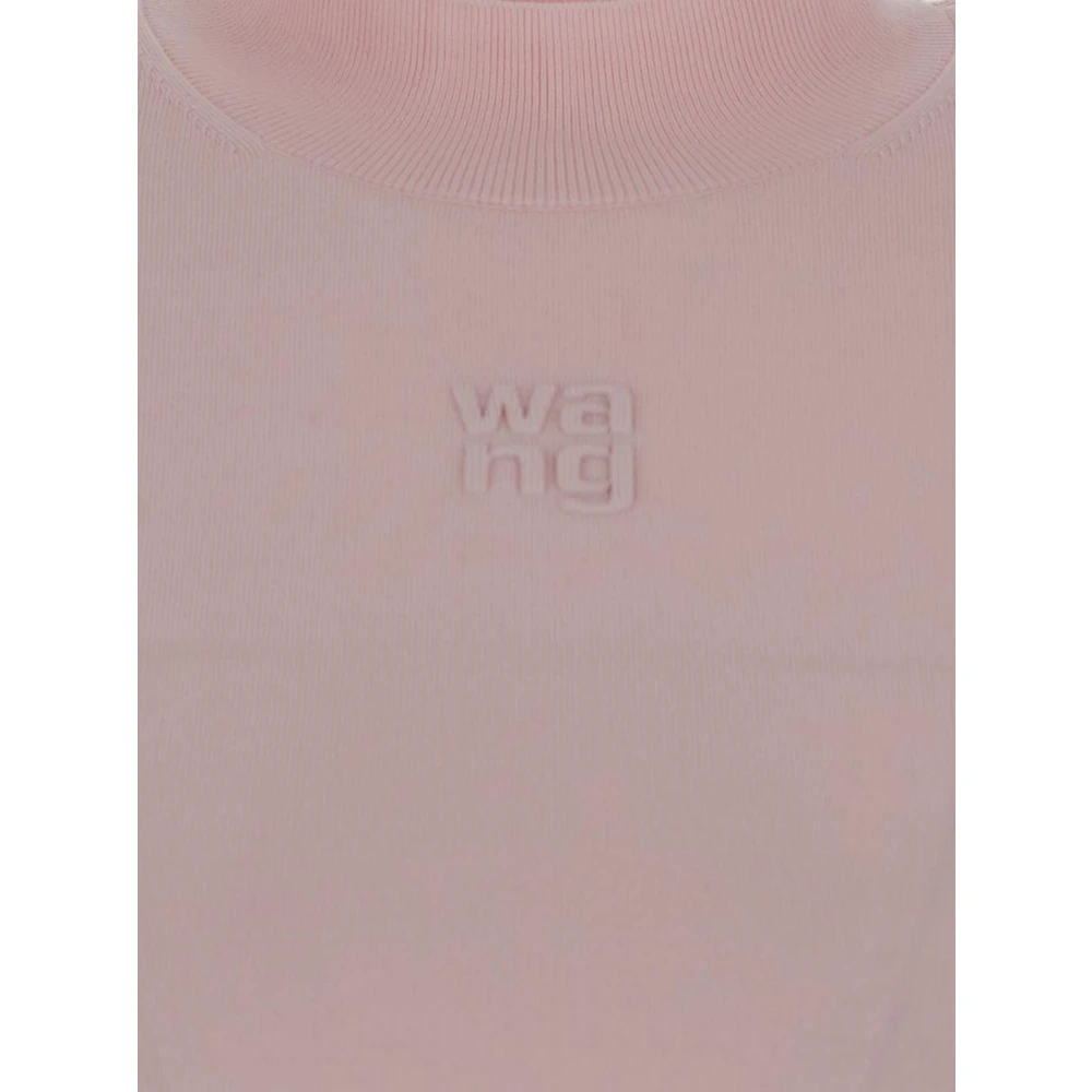 T by Alexander Wang Gemengde Stof Mock Neck Top Pink Dames