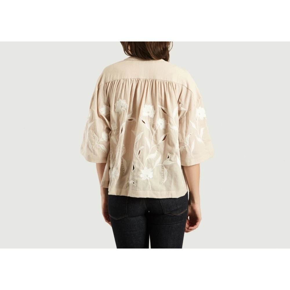 IRO Bloemen Kant Top Beige Dames