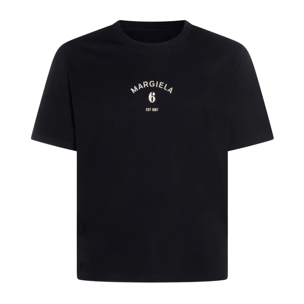 Mm6 Maison Margiela Women's Black T-Shirt With Logo - T-Shirts - L- Tops