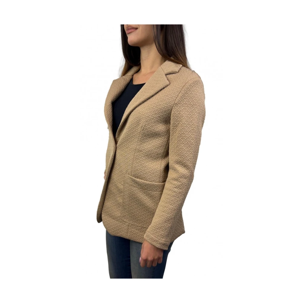 Dixie Beige jas met polyester en elastaan Beige Dames