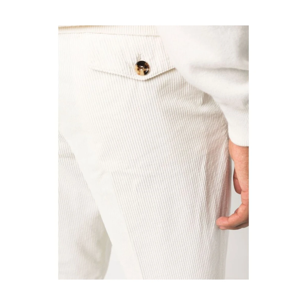 BRUNELLO CUCINELLI Katoenen Corduroy Tapered Leg Broek White Heren