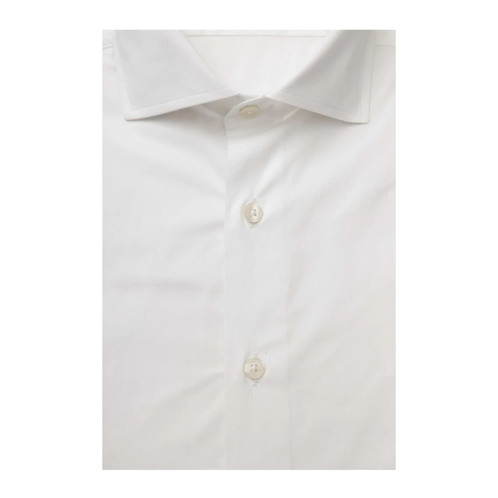 Bagutta Slim Fit Franse Kraag Katoenen Overhemd White Heren