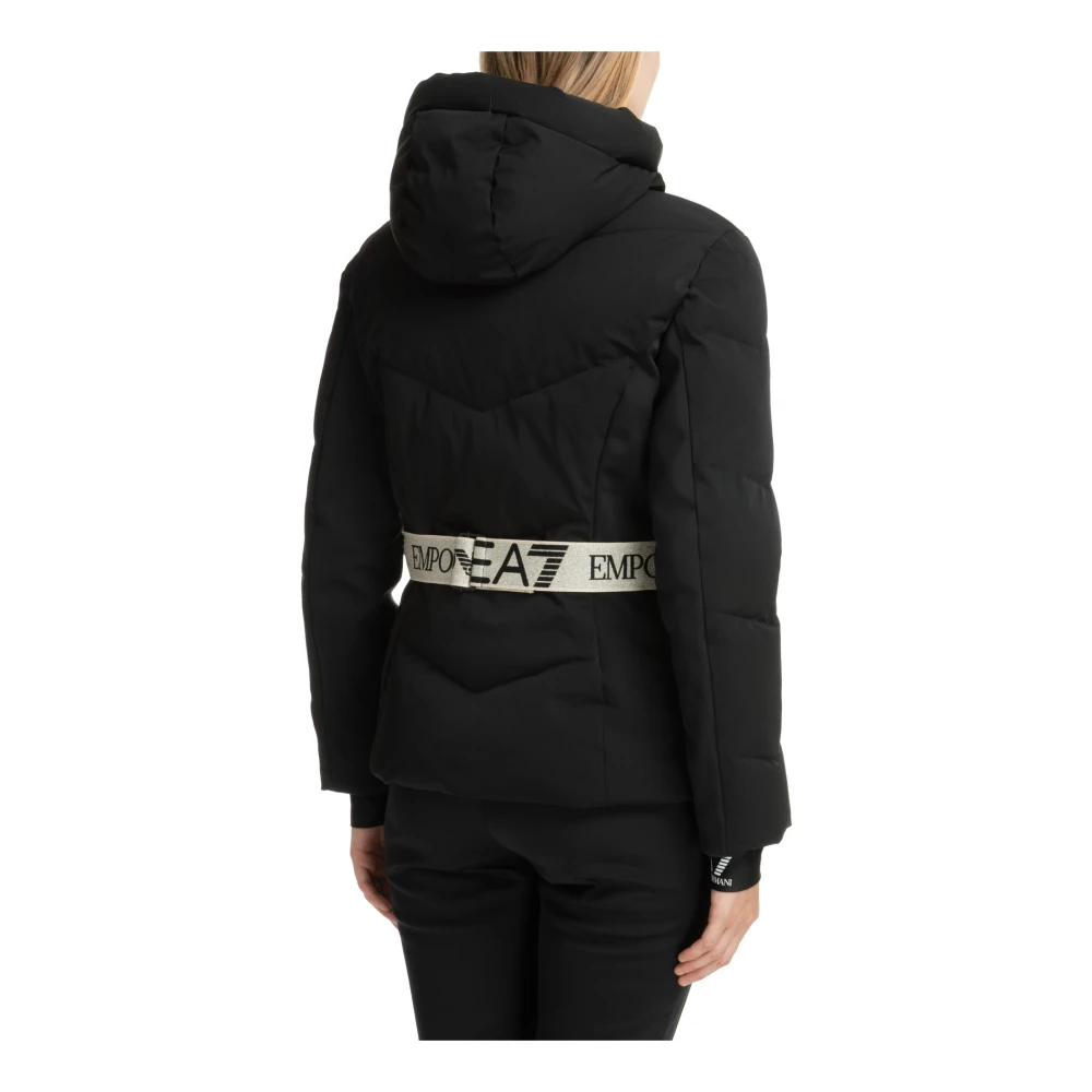 Emporio Armani EA7 7 Ski Jas met Capuchon en Logo Black Dames