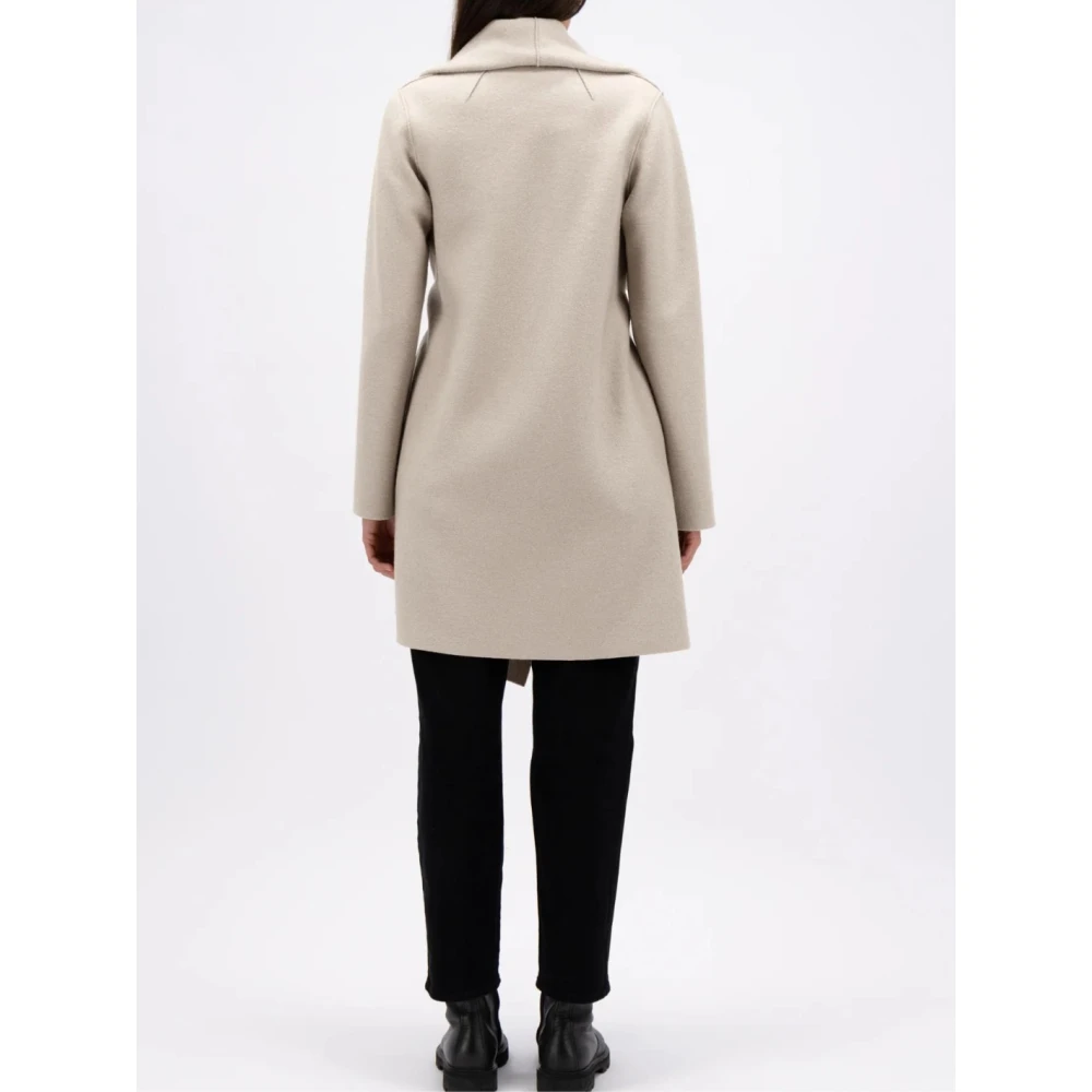 Harris Wharf London Crèmekleurige Dekenjas met Sjaalkraag en Riem Beige Dames