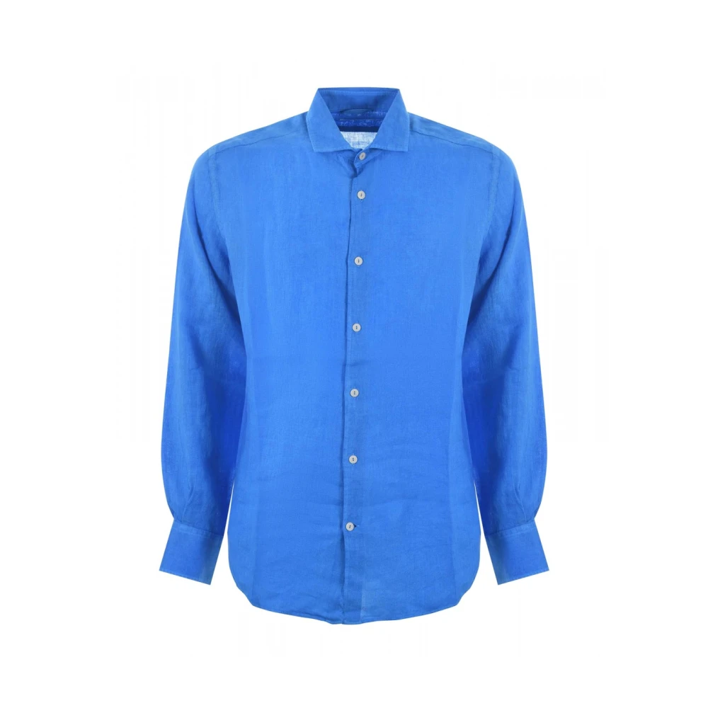 MC2 Saint Barth Linnen Shirt Pamplona Blauw Blue Heren