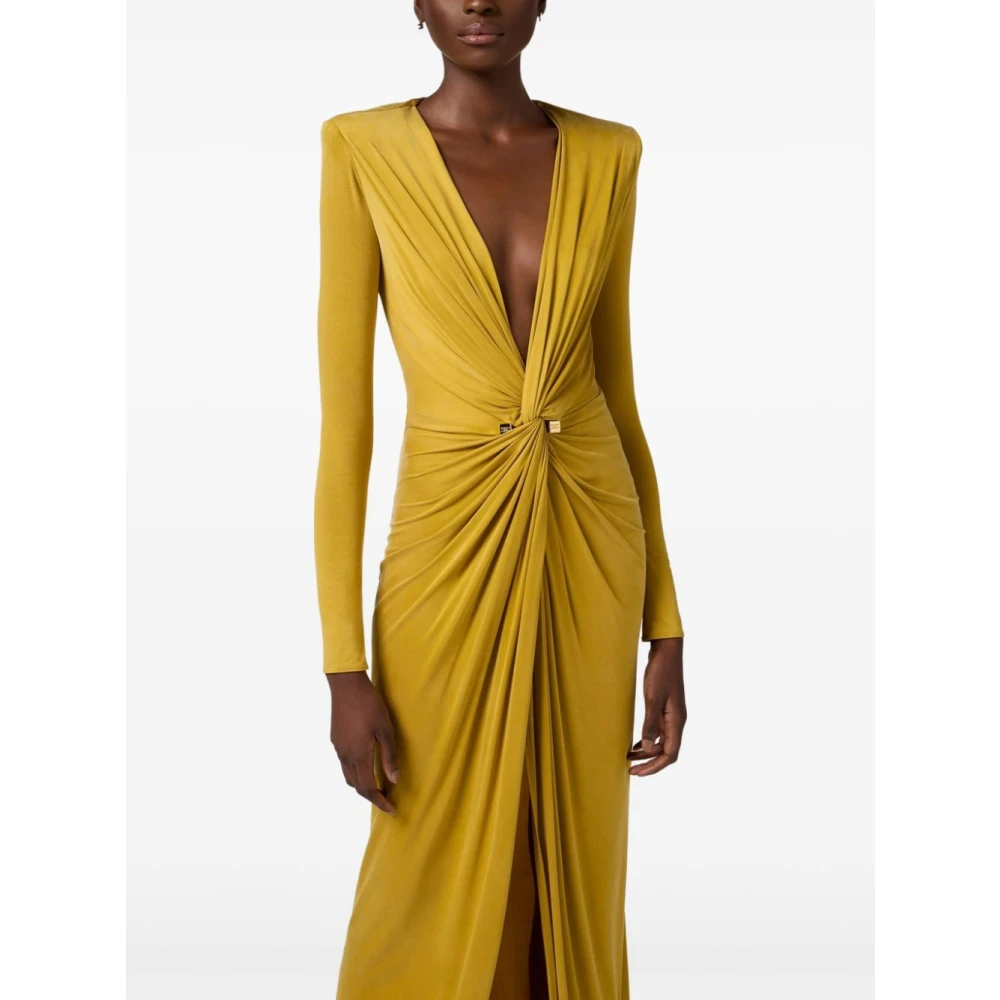 Elisabetta Franchi Elegante Avondjurken Collectie Yellow Dames
