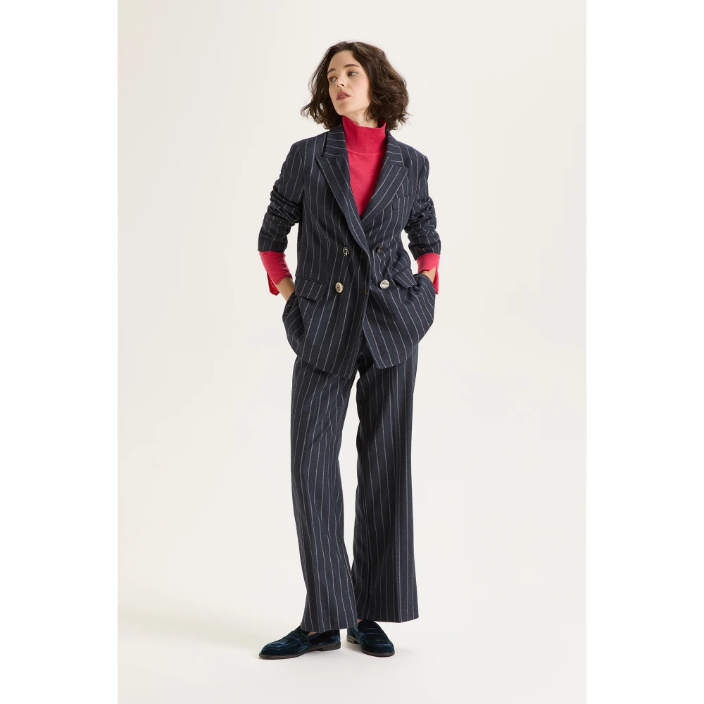 Maliparmi Gestreepte Broek Gray Dames