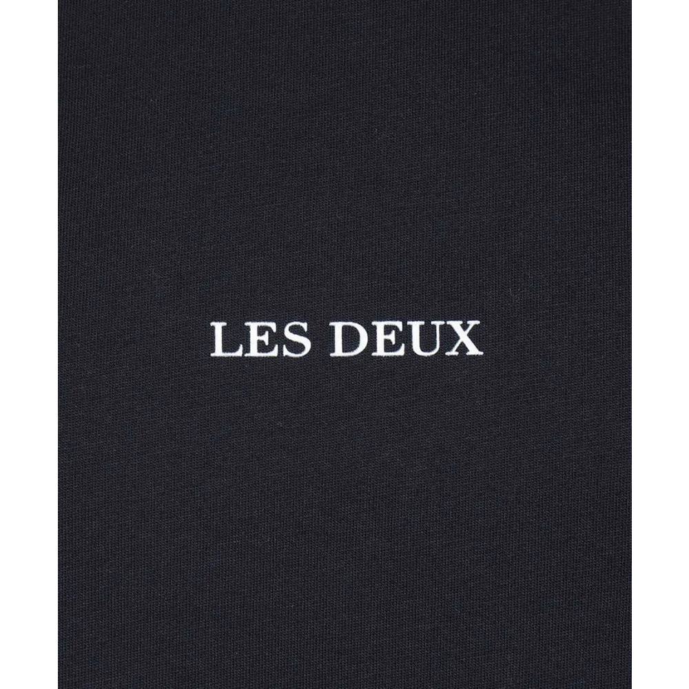 Les Deux Contrasterend Logo Katoenen T-Shirt Blue Heren