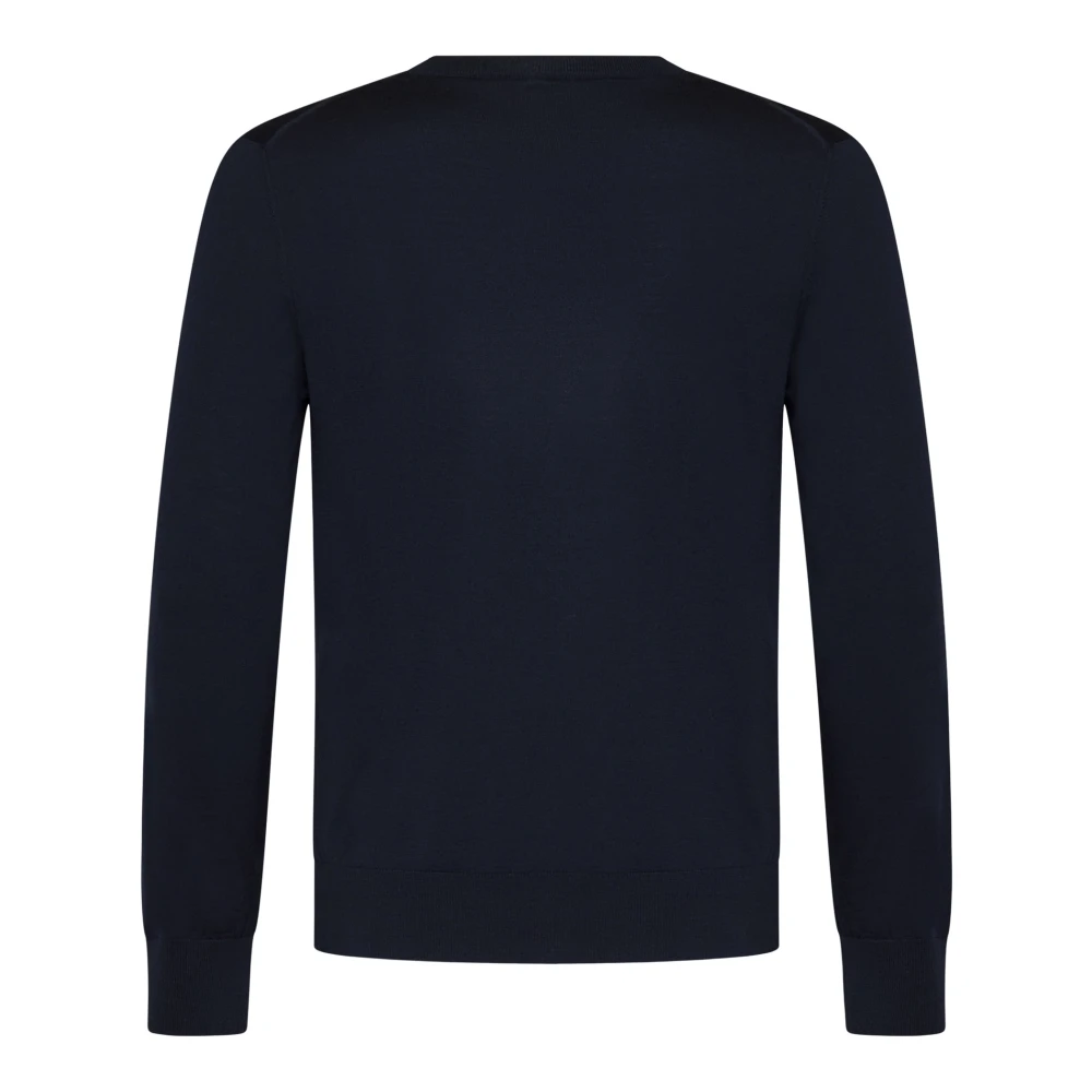 Brioni Geribbelde ronde hals wollen trui in marineblauw Blue Heren