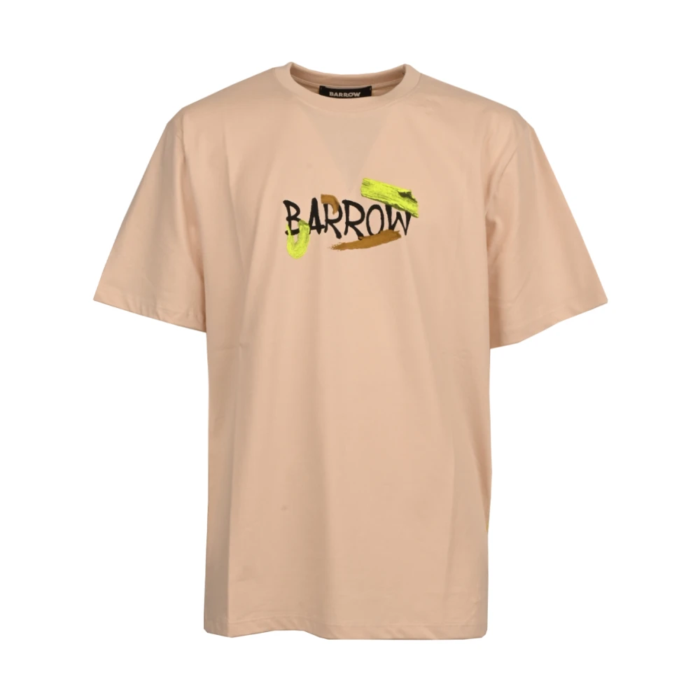 Barrow Katoenen T-shirt met Letterprint aan de Voorkant Pink Heren