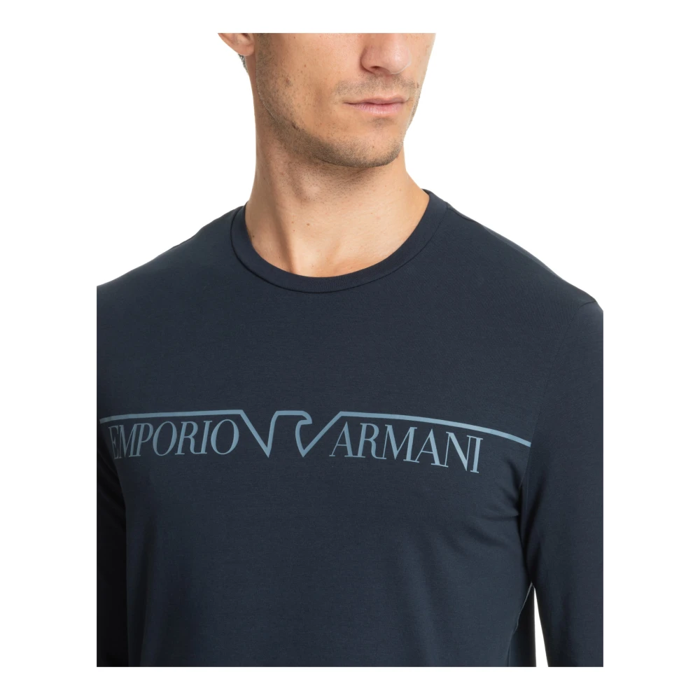 Emporio Armani Trekkoord Pyjamaset Gestreept & Effen Blue Heren