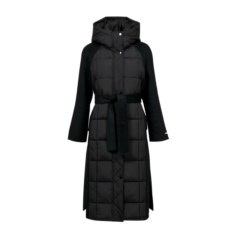 Pennyblack Gestikte Zwarte Parka met Capuchon Black Dames