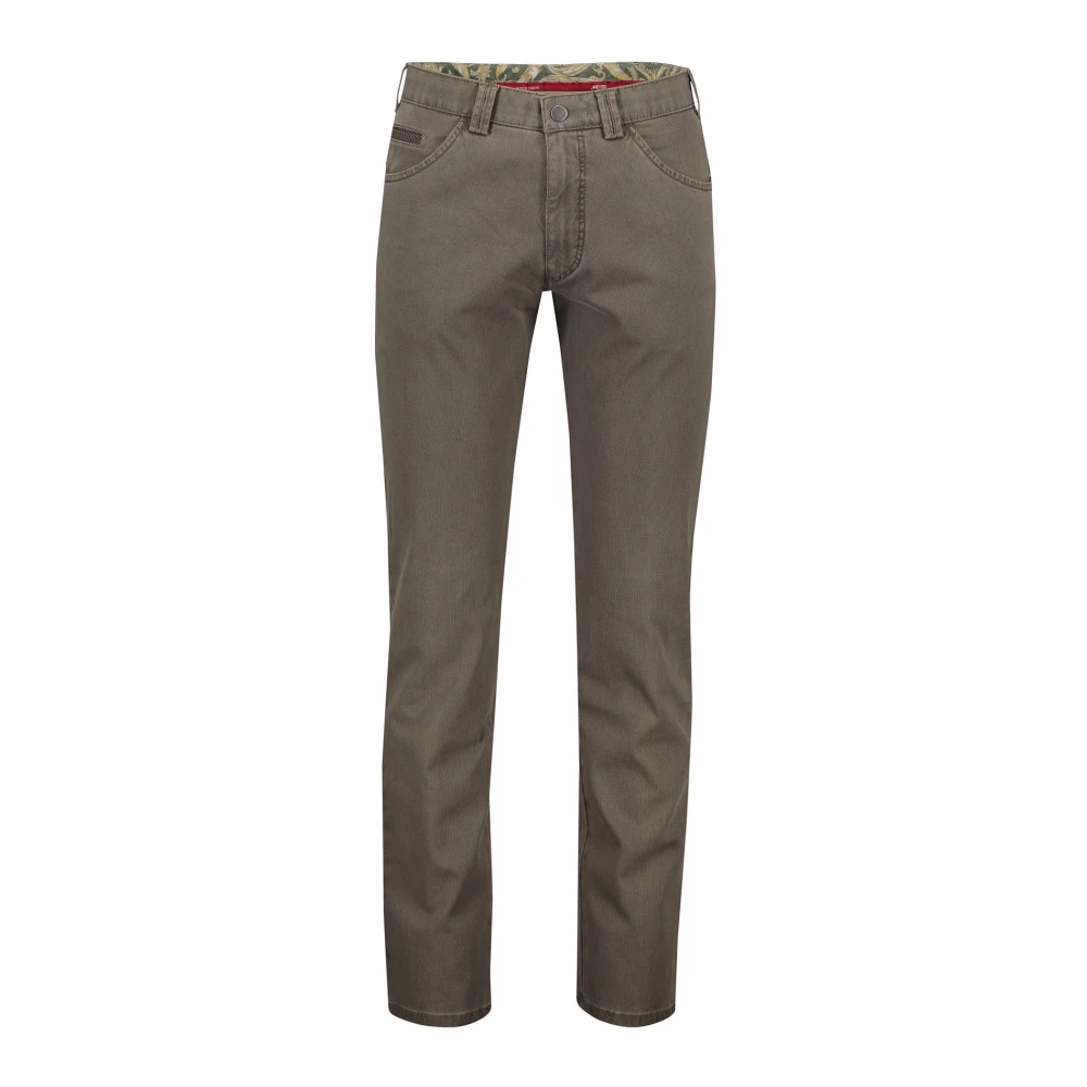 Meyer Bruine Slim-fit Katoenen Broek Brown Heren