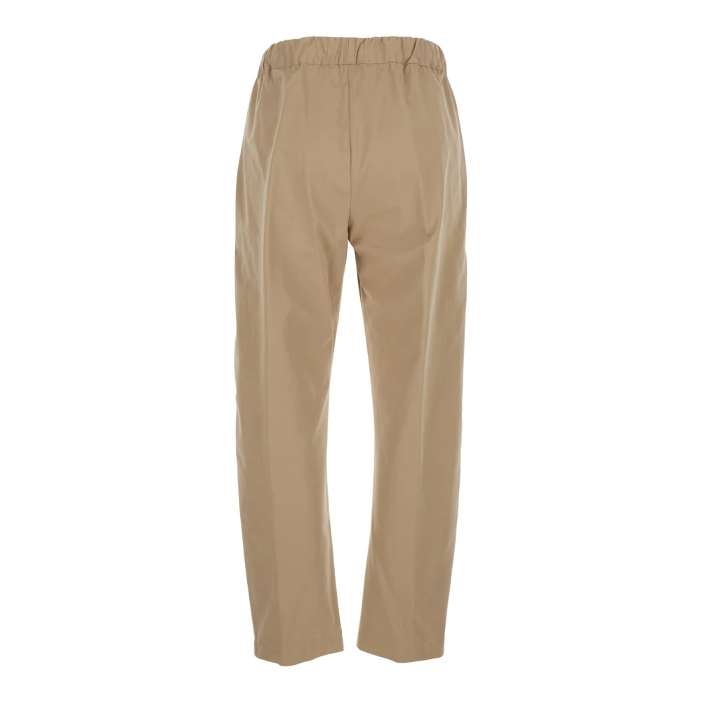 Semicouture Trekkoord Taille Beige Katoenen Broek Vrouwen Beige Dames